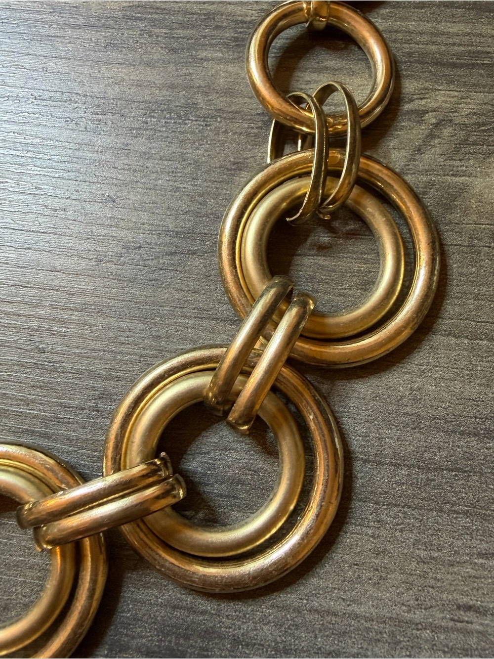 Vintage Saks Fifth Avenue Statement necklace #946 gold tone rings - Picture 7 of 11